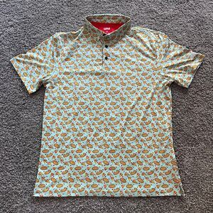 Lofty Llama Slice Slice Baby Pizza Performance Golf Shirt Stretch Mens Size M